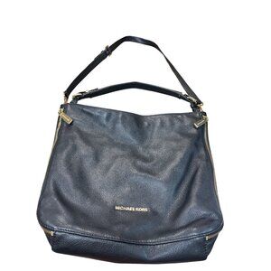 Michael Kors black leather pebbl;ed gold ware crossbody shoulder bag SKU 9804